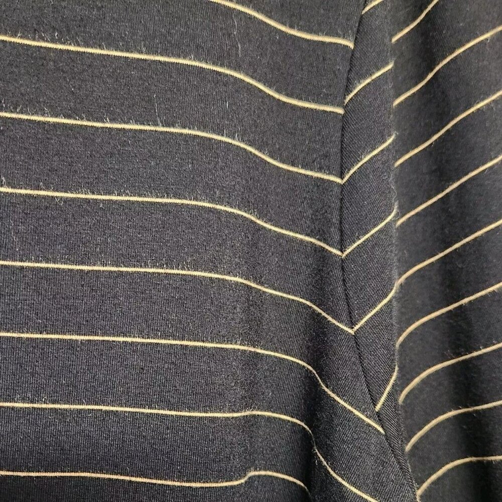 Lauren Ralph Laren 3X Boat Neck Top 3/4 Sleeves Black Tan Stripes Stretch Preppy - Picture 3 of 5